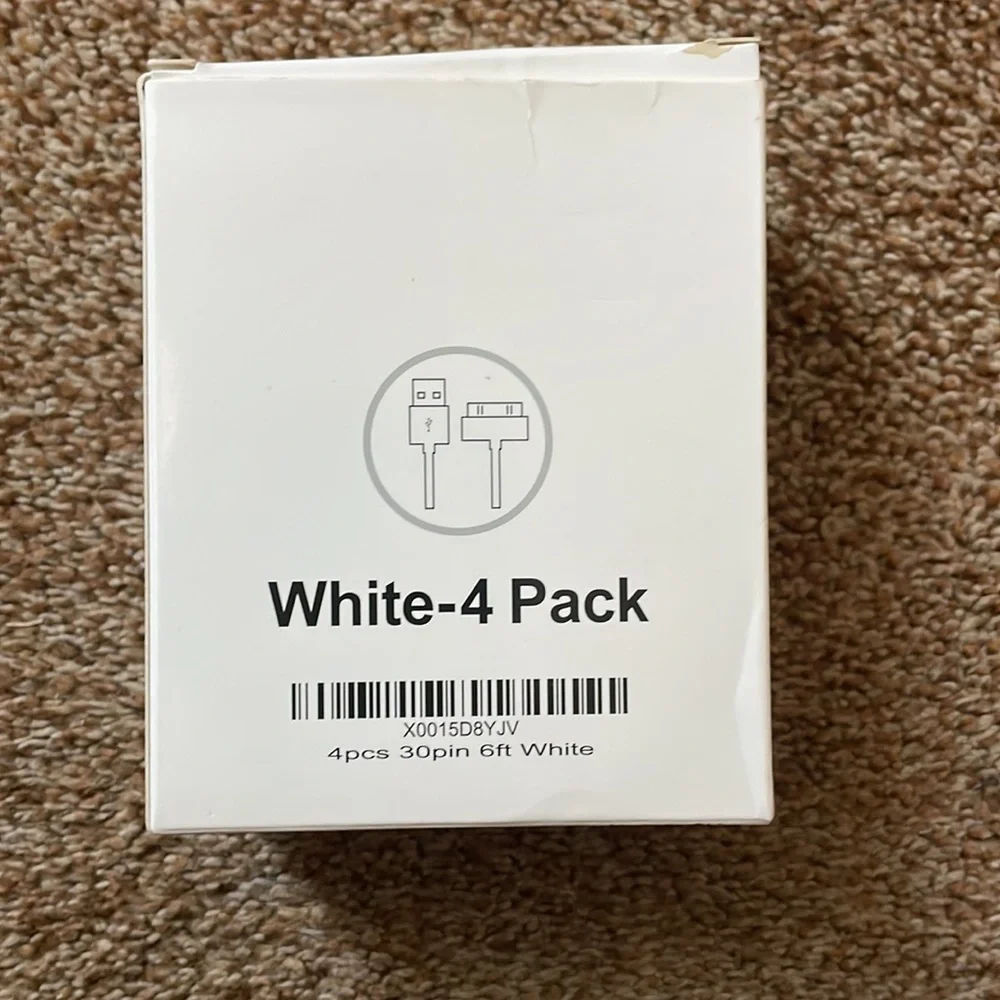 4 pack white 30 pin to USB charger